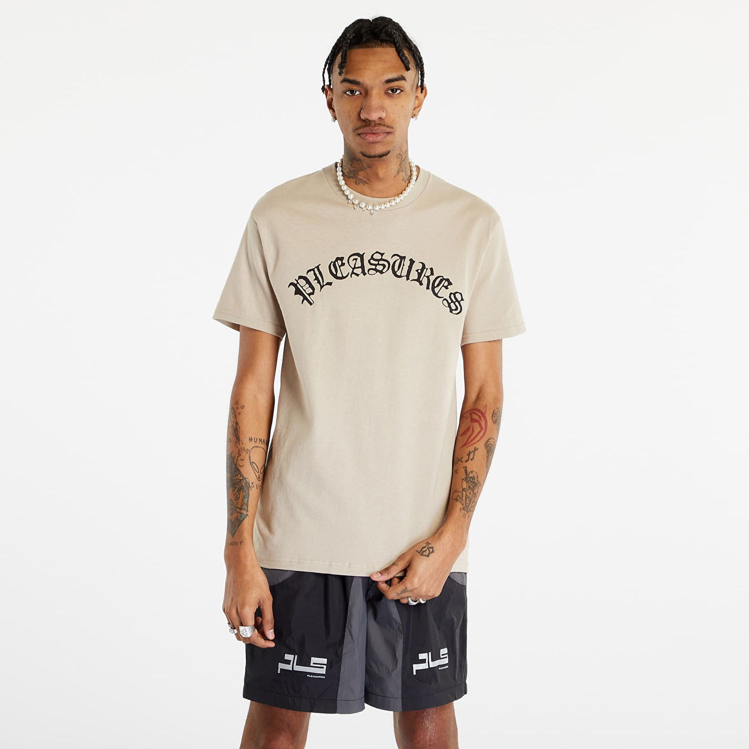 Тениска Pleasures Old E Logo T-Shirt Бежово | P23SP063 SAND, 0