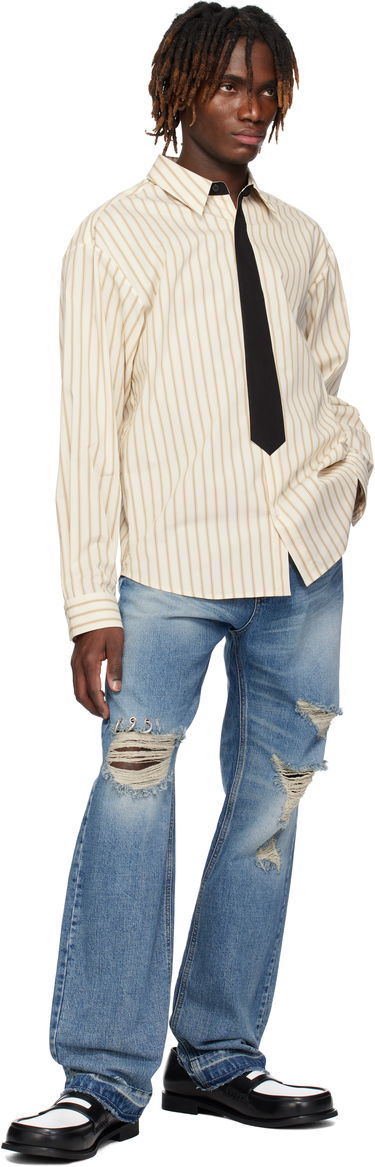 Риза We11done We11done Necktie Striped Shirt Бежово | WD-SH0-25-161-M-BG, 3
