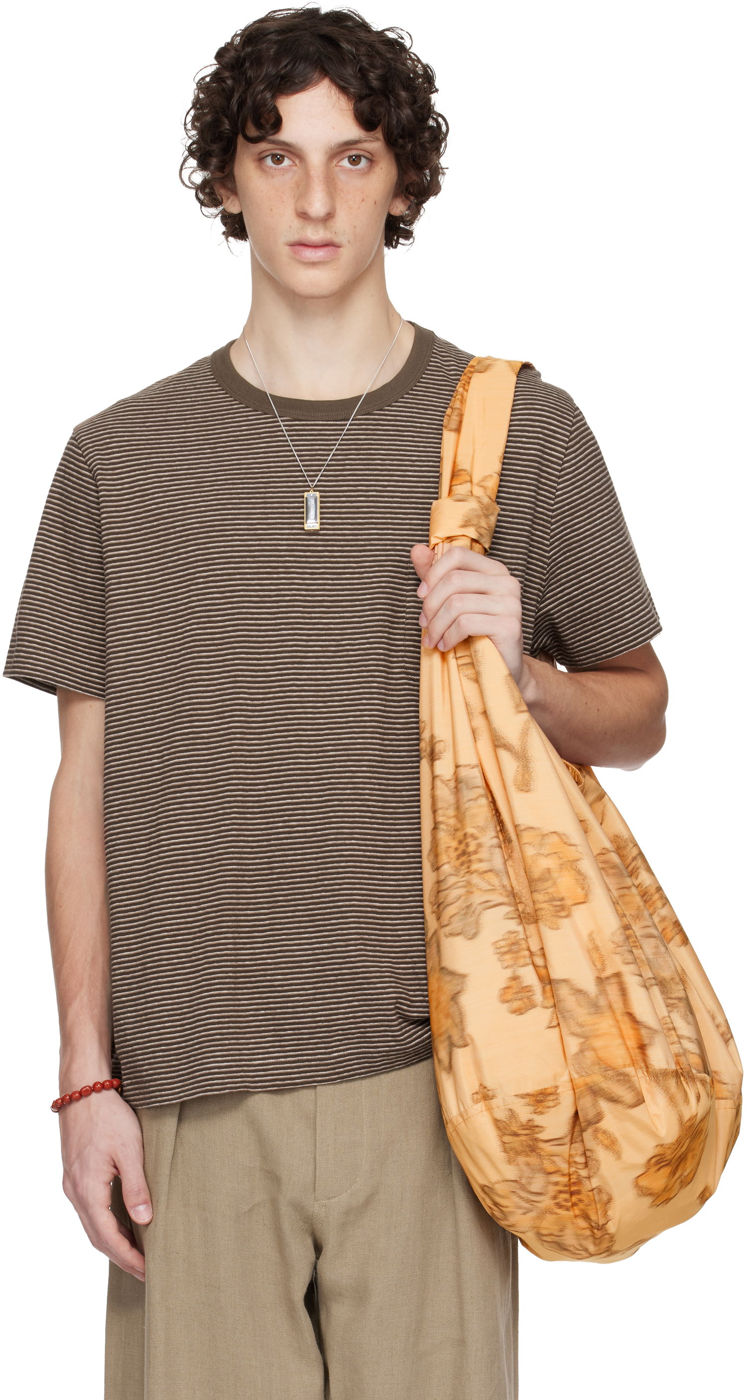 Тениска OUR LEGACY OUR LEGACY WORK SHOP Striped T-Shirt Кафяво | WS2256TM, 0