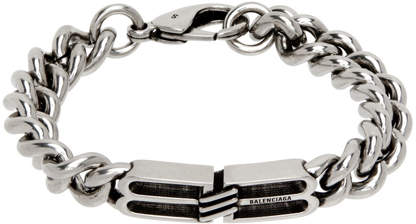 Гривна Balenciaga BB Icon Gourmette Bracelet Сиво | 718493 TZ99I, 0