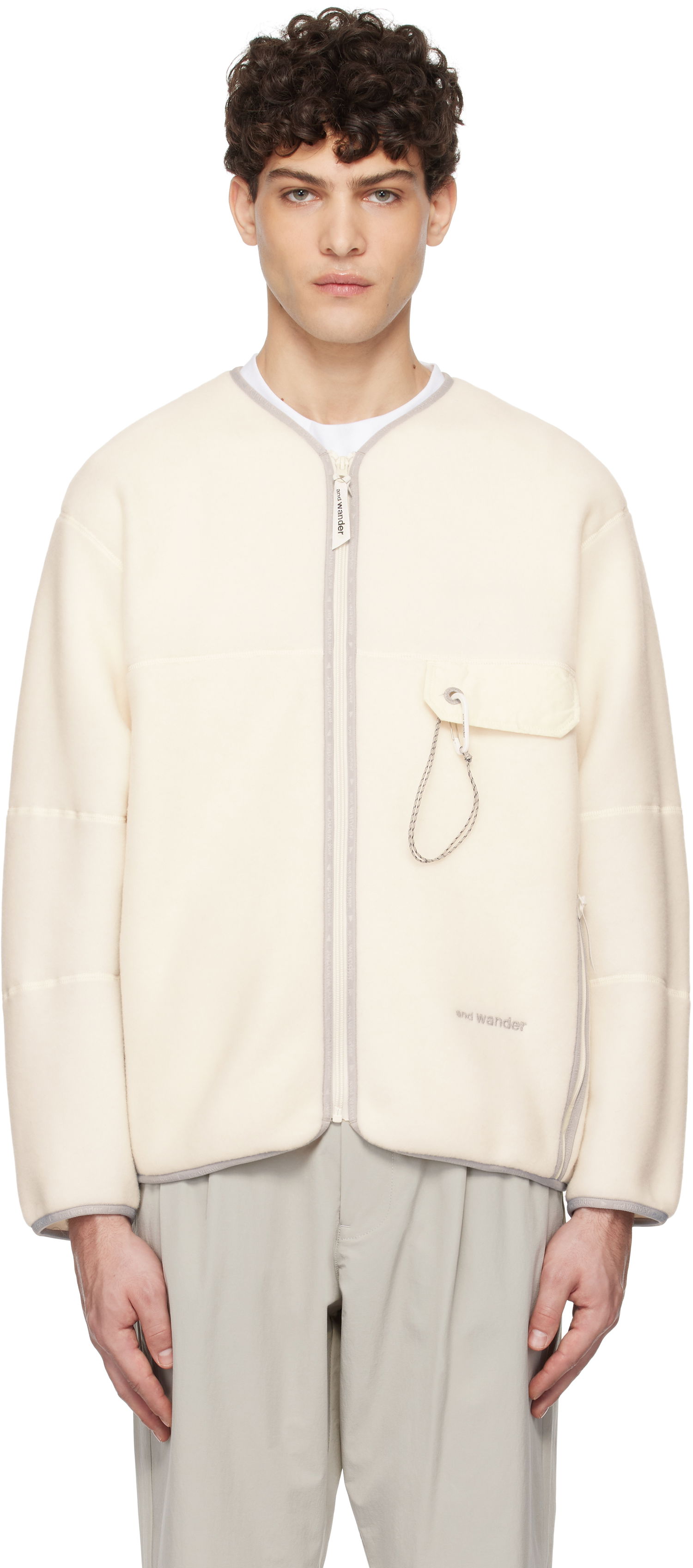 Яке and wander and wander Wool Fleece Cardigan Бяло | 5744281145, 0
