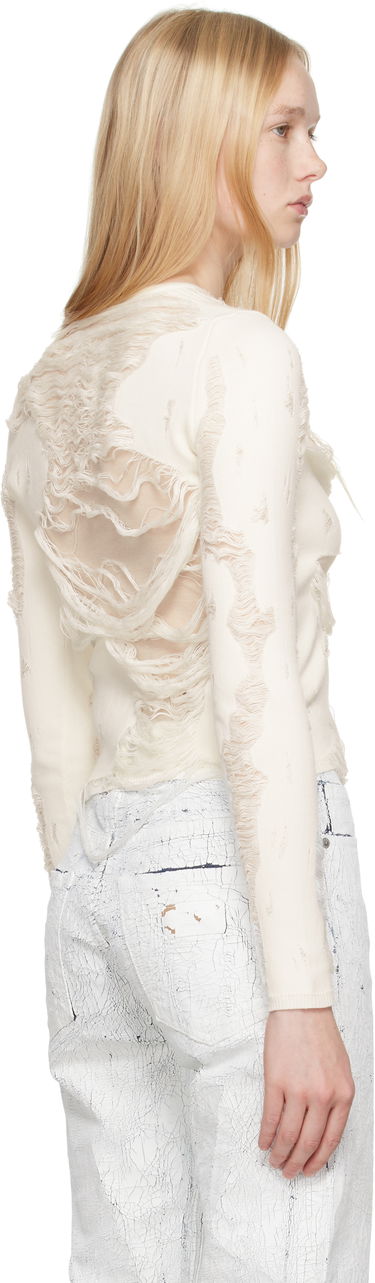 Пуловер Maison Margiela MM6 Maison Margiela Slashed Crewneck Sweater Бяло | S62HL0032 M13121, 2