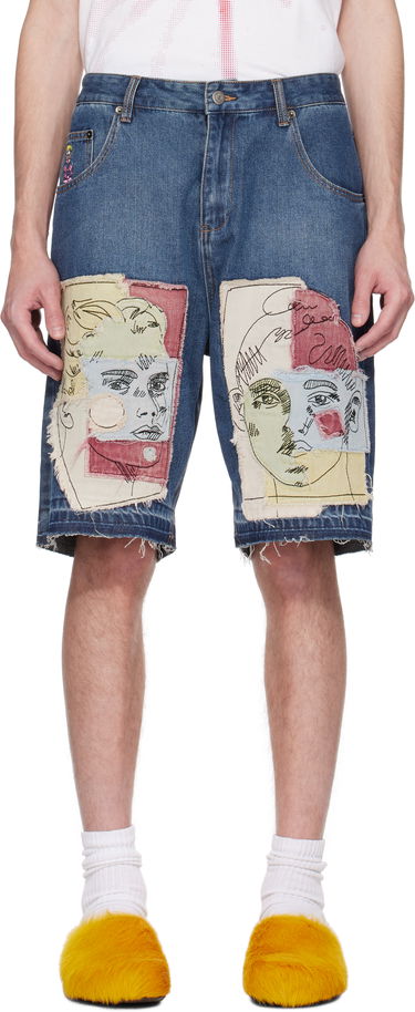 Къси панталони KidSuper KidSuper Boy & Girl Doodles Patchwork Shorts Синьо | SS25-PT-09, 0