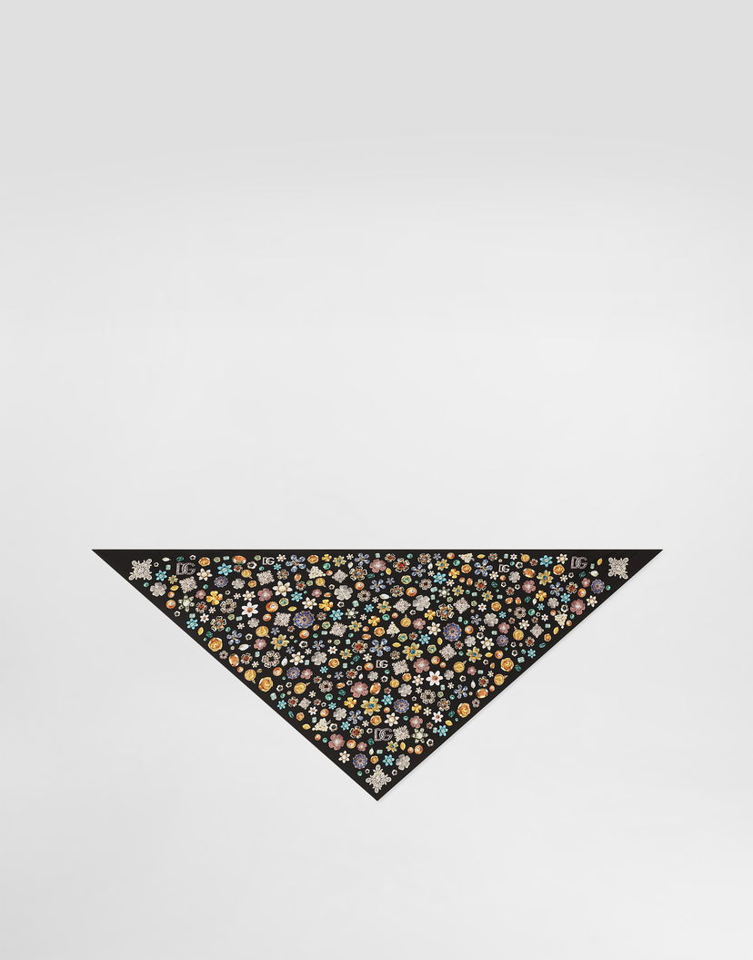Шал Dolce & Gabbana Dolce & Gabbana Silk Twill Jewel Print Stole Черно | FS326AGDDAYHN5SA