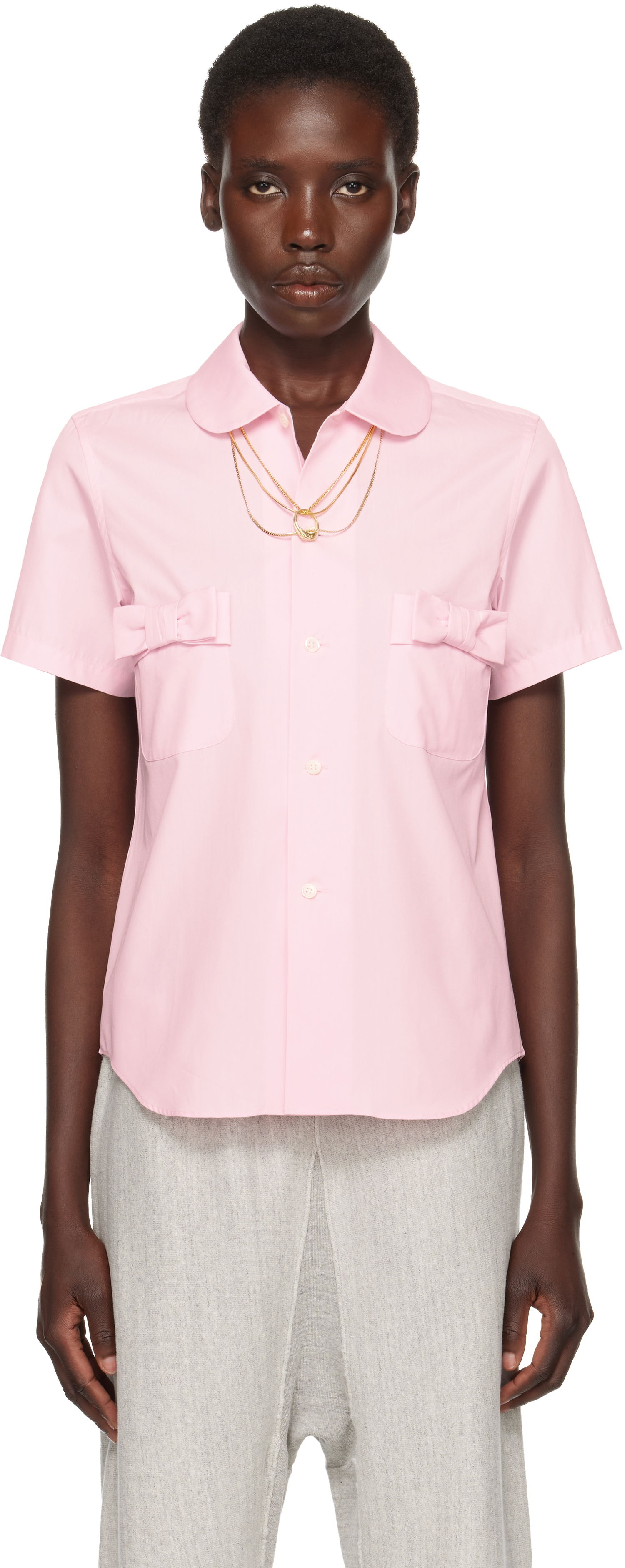 Риза Comme des Garçons Girl Cotton Bow Pocket Shirt Розово | NO-B007-051-2, 0