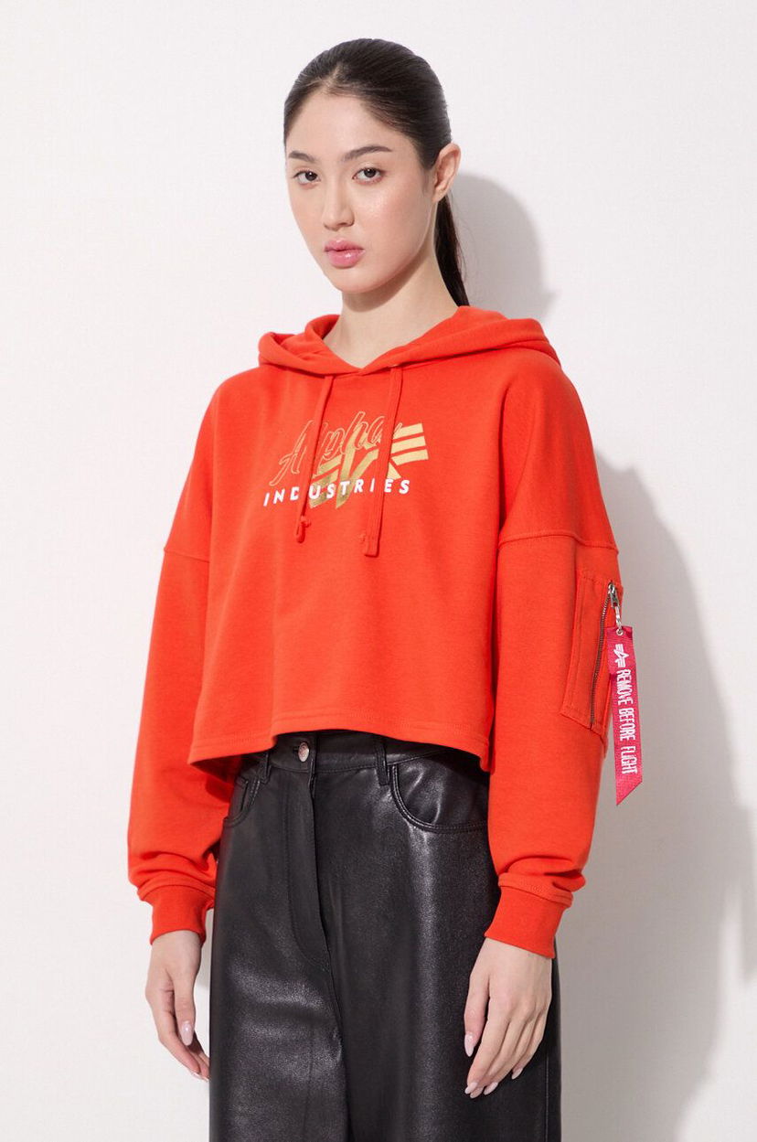 Суитчър Alpha Industries Cropped Hoodie With Print Оранжево
 | 106044.577