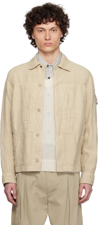Палта Stone Island Stone Island Diagonal Linen Overshirt Бежово | K1S15 1200010 S00F8, 0