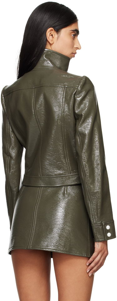 Яке бомбър Courrèges Courrèges Reedition Cropped Faux-Leather Jacket Зелено | 223CBL005VY0014, 2