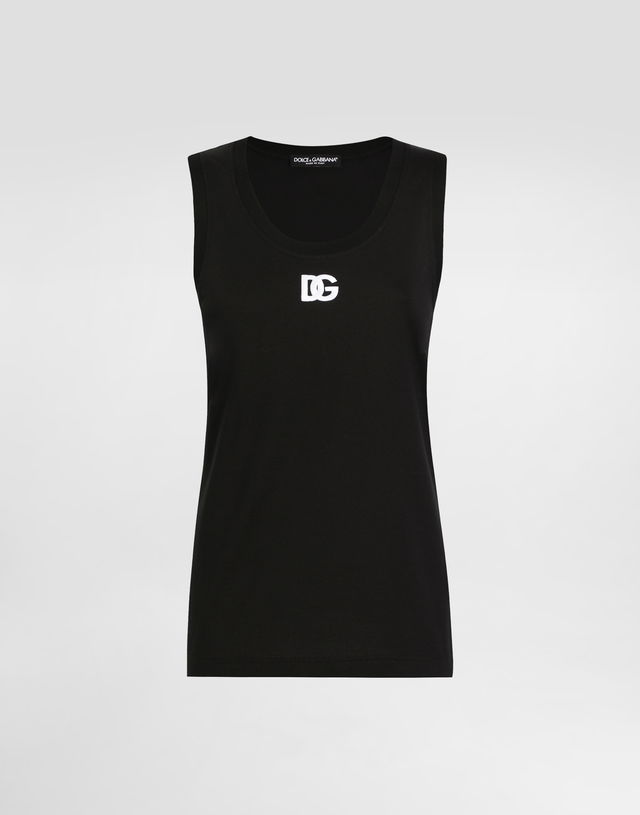 Dolce & Gabbana Oversize Jersey Tank Top With DG Logo