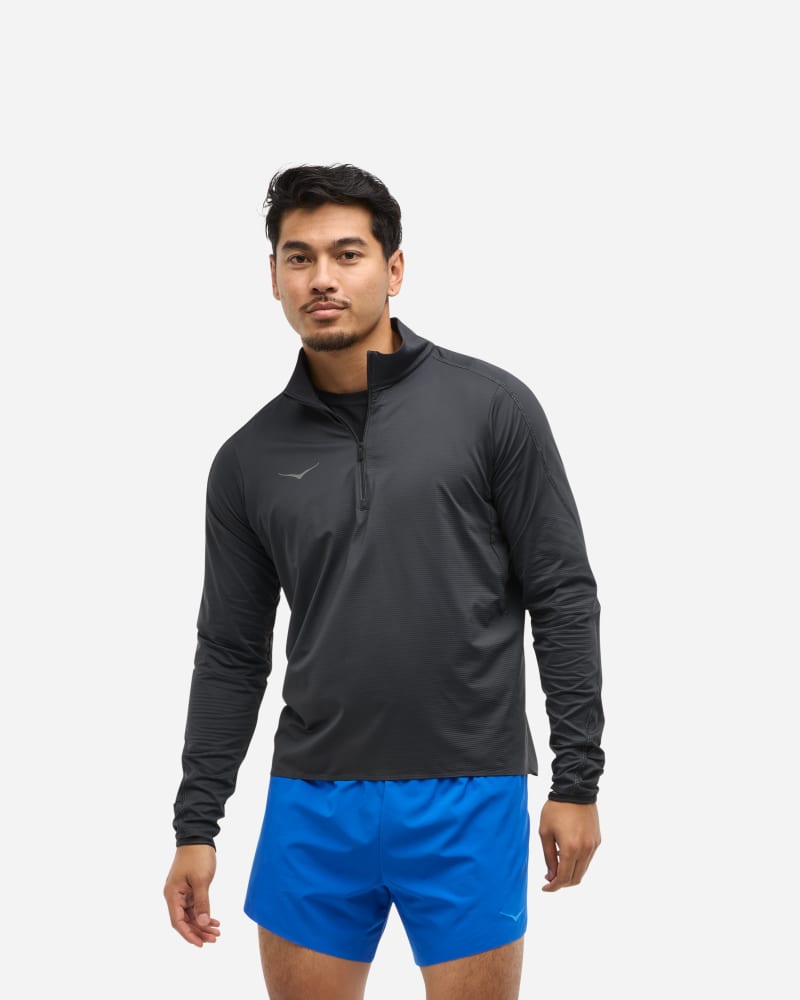 Суитчър Hoka One One GlideTech Quarter Zip Running Jacket Черно | 1164156-BLK
