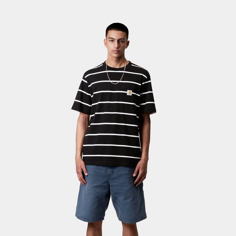 Тениска Carhartt WIP Aiken Stripe Pocket T-Shirt Черно | I034487_4