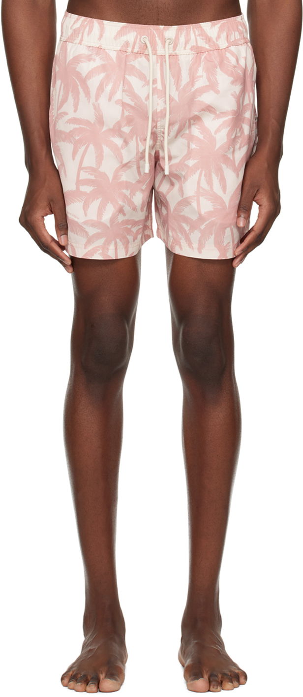 Бански Palm Angels Palms Allover Swim Shorts "Off-White" Розово | PMFD002R24FAB0060330