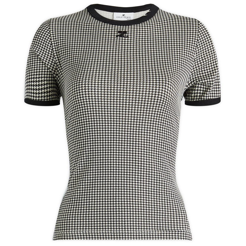 Тениска Courrèges Houndstooth Contrast T-Shirt Черно | 324JTS017JS0167-B135