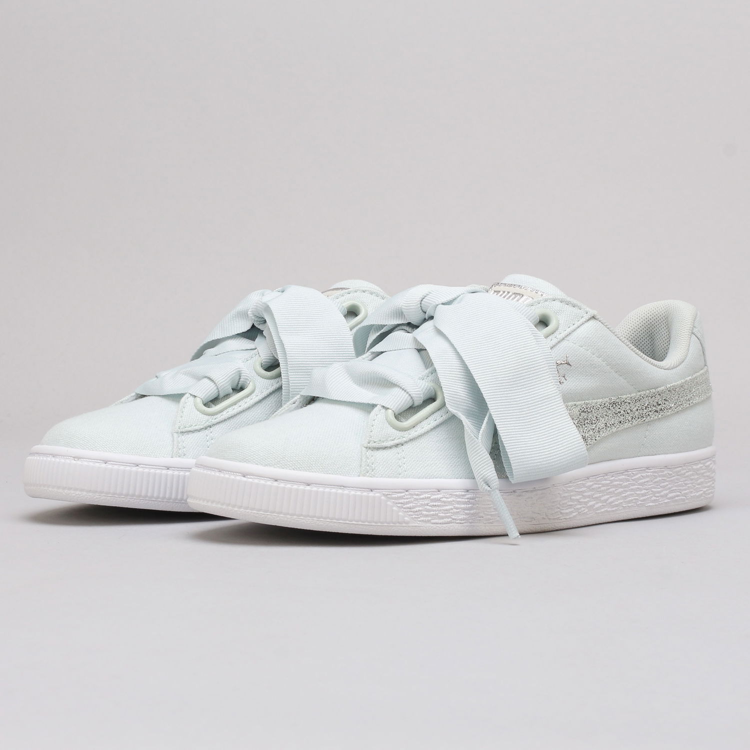 Кецове и обувки Puma Basket Heart Canvas Wn's blue flower - white - silver Синьо | 366495 03, 0