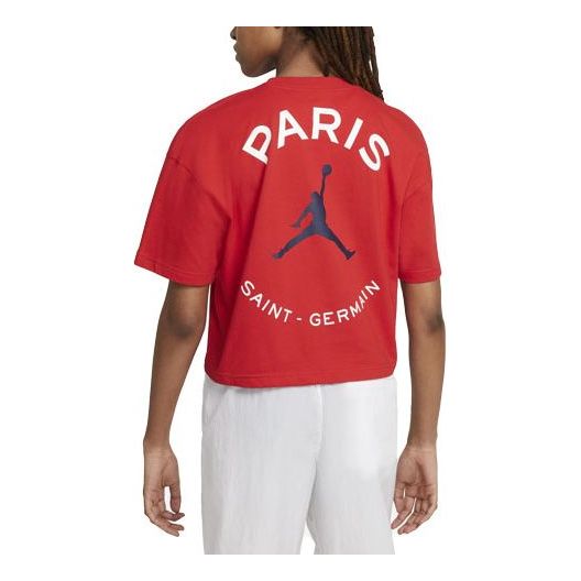Съкратен топ Jordan Air Jordan Jumpman Paris Saint-Germain Loose Short Sleeve T-Shirt Червено | DC0458-657