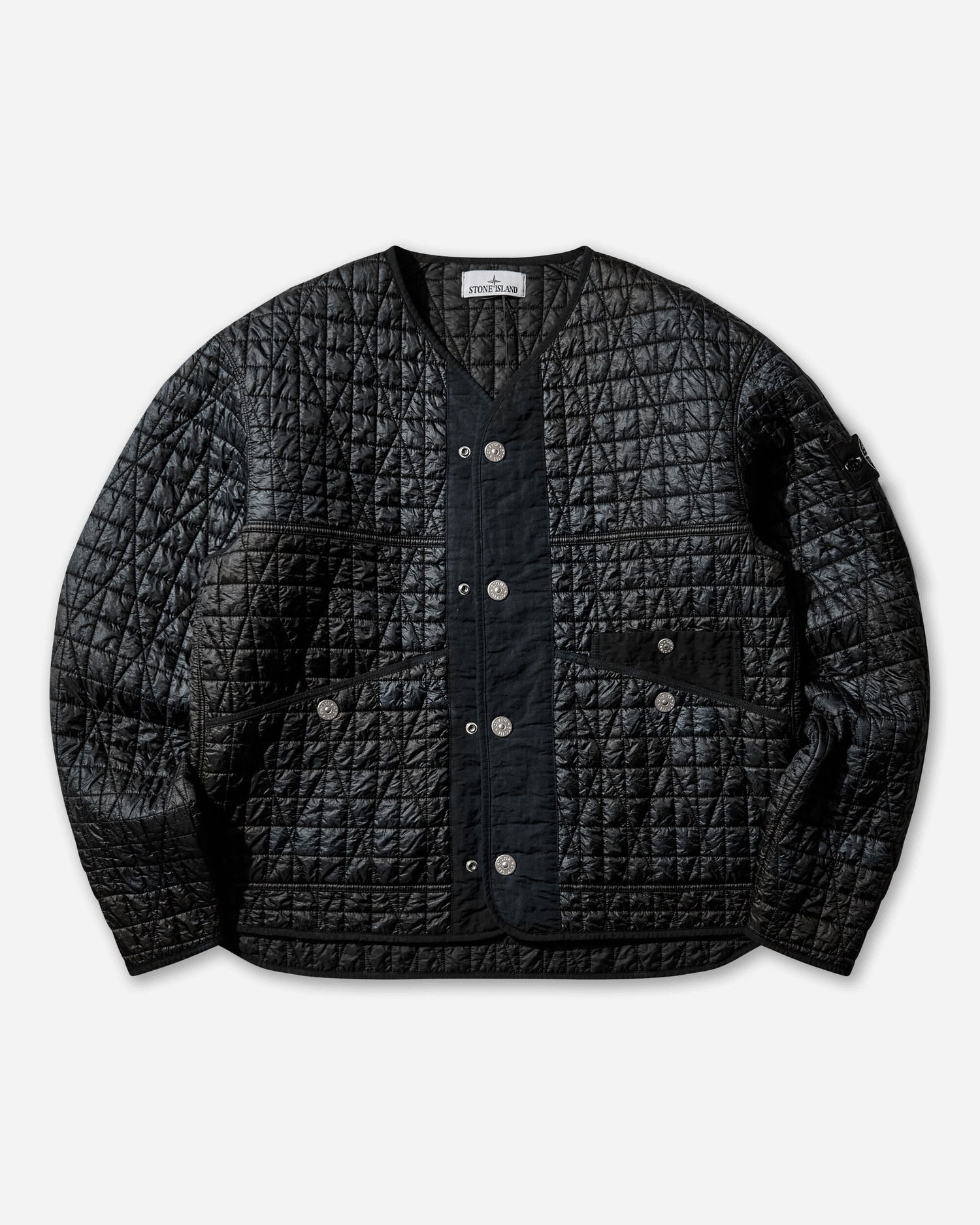 Яке Stone Island Nylon Reps-TC Corrosion Treatment Diamond Quilted V-Neck Jacket Черно | K2S15-4100117-S00R2 V0029, 0