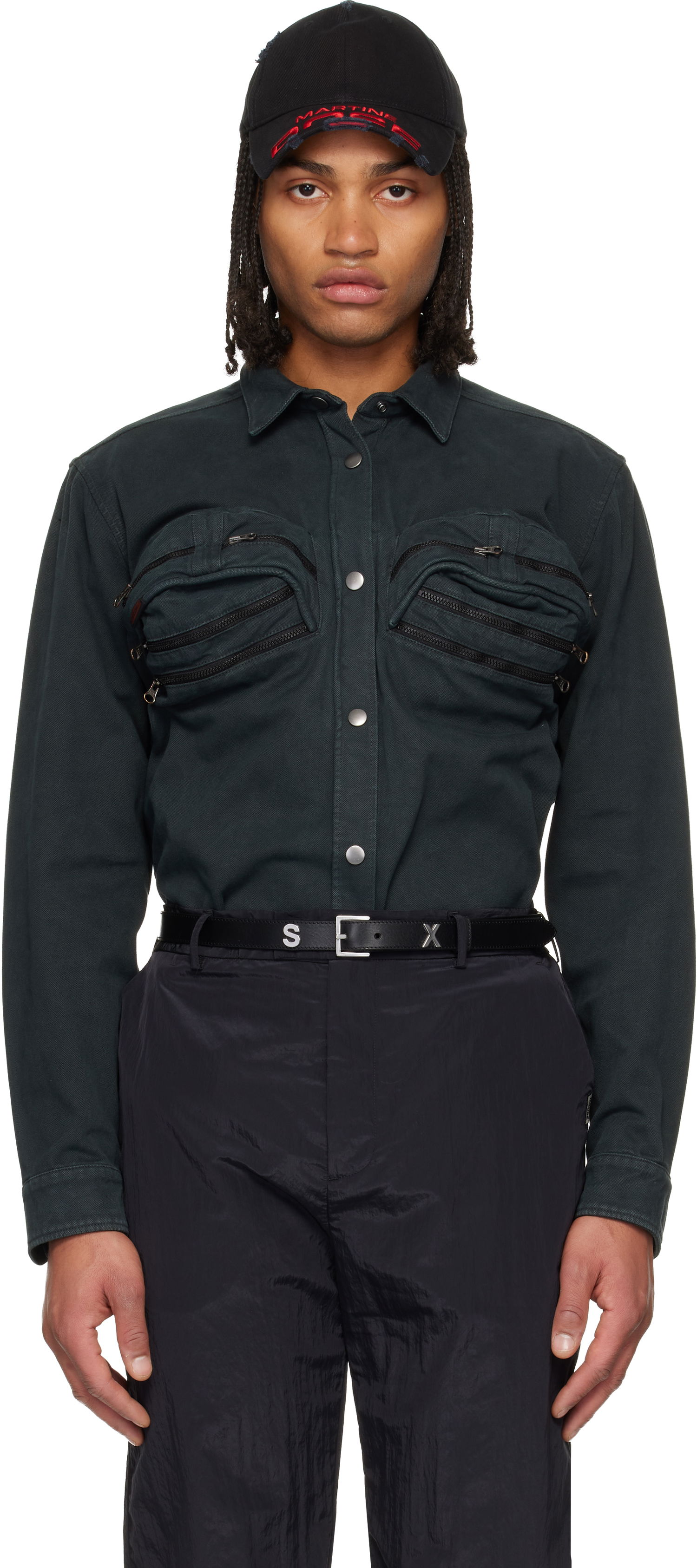 Риза Martine Rose Martine Rose Bumbag Shirt Зелено | 484WP22414, 0