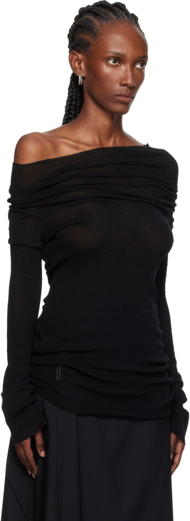 Тениска Ann Demeulemeester Ann Demeulemeester TIzziana Knitted Off-Shoulder Top Черно | 2520-W-KN29-FA059-099, 1