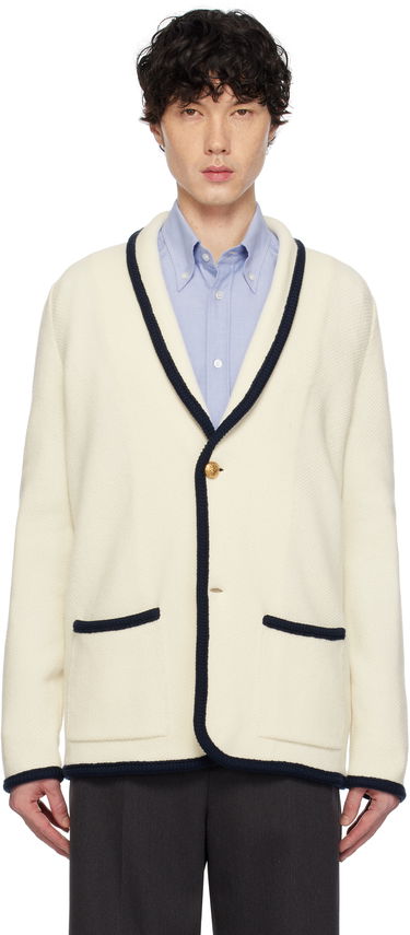 Пуловер Valentino Valentino Single-Breasted Wool & Cotton Cardigan Бяло | 6V3KE02TAR2, 0