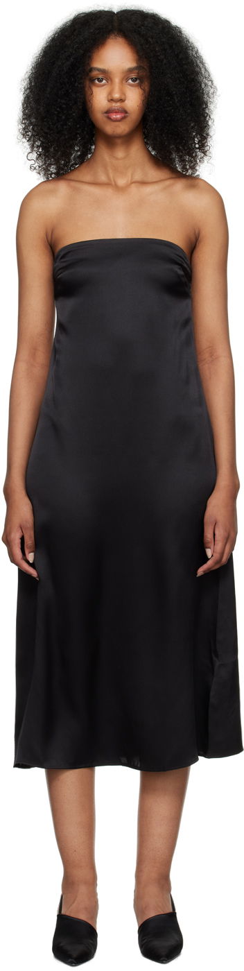Pокля Anine Bing Anine Bing Megan Strapless Midi Silk Satin Dress Черно | A-02-1410-000A, 0