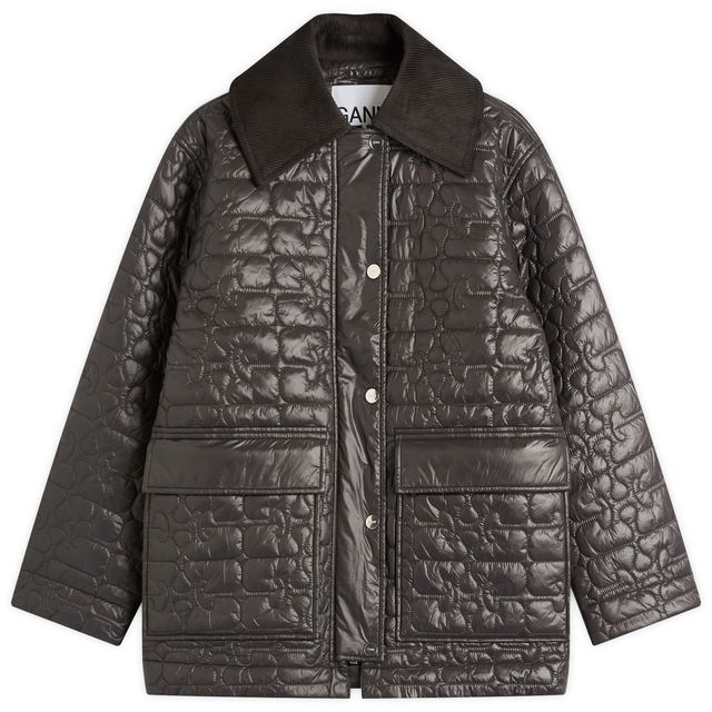 GANNI Shiny Quilt Midi Jacket