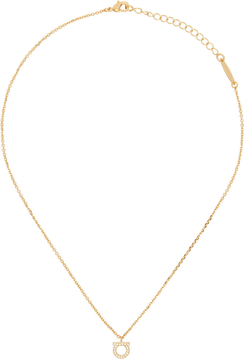 Колие FERRAGAMO Small Gancini Crystals Necklace "Gold" Металик | 760131 - 696654