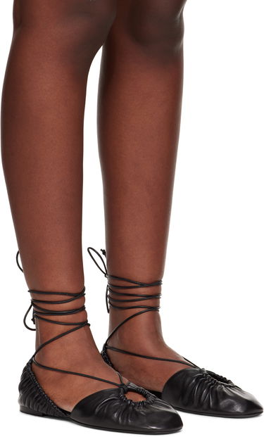 Кецове и обувки LANVIN Lanvin Mesure Lace-Up Leather Ballerina Flats Черно | FW-SAMS0W-NAPA-E25, 3