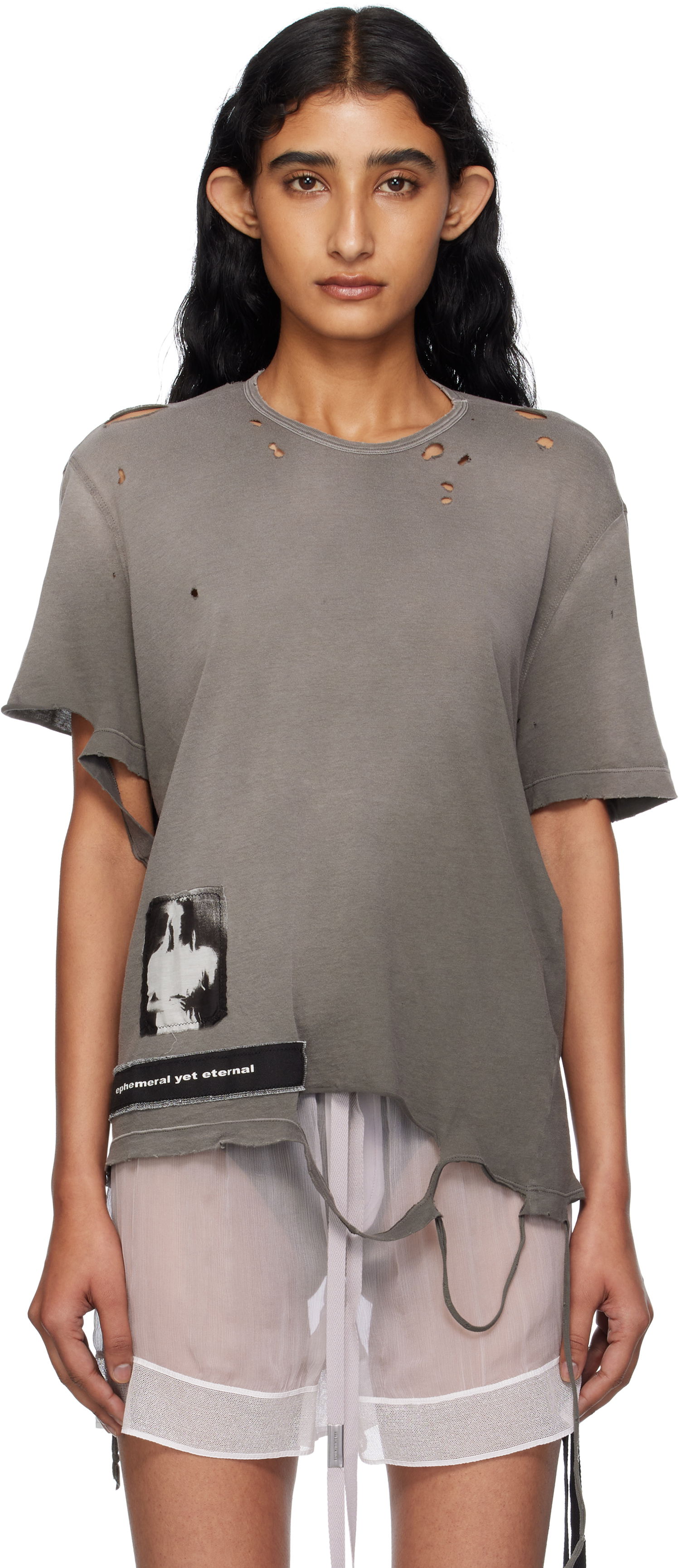 Тениска Ann Demeulemeester Ann Demeulemeester Fanie Standard Fit T-Shirt Сиво | B0013050-FA638-071, 0