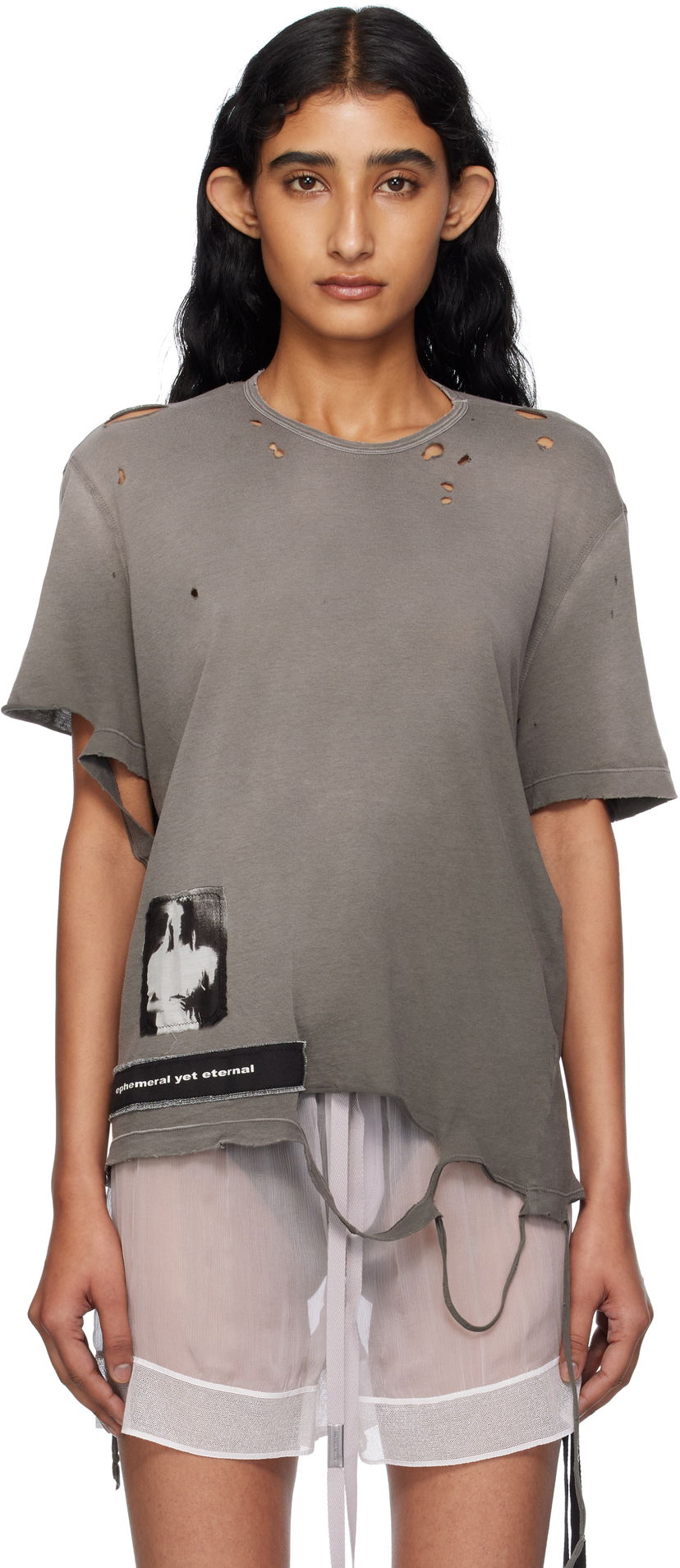 Тениска Ann Demeulemeester Ann Demeulemeester Fanie Standard Fit T-Shirt Сиво | B0013050-FA638-071