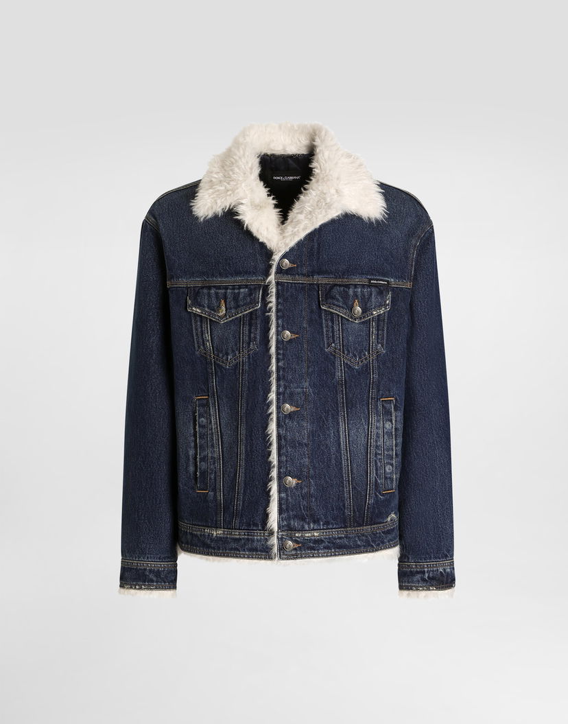 Яке Dolce & Gabbana Dolce & Gabbana Shearling Lined Denim Jacket Синьо | G9BMFDG8NH3S9001