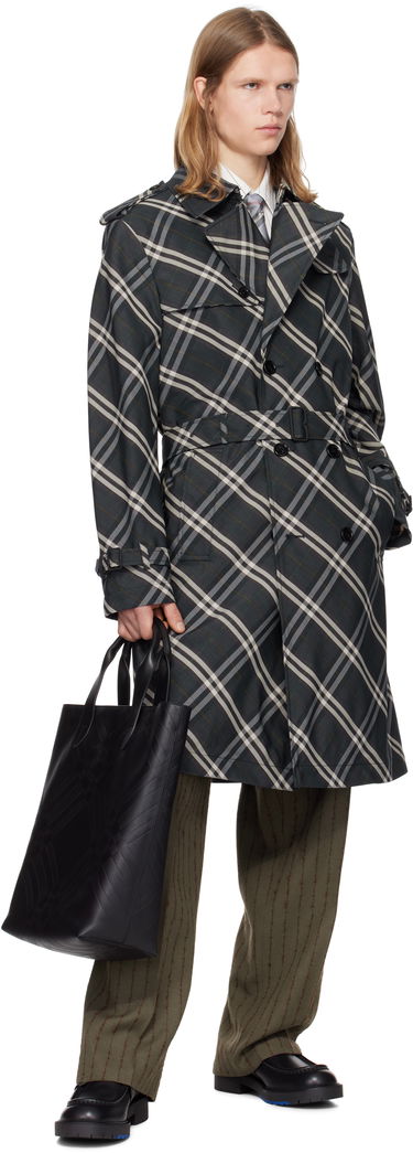 Голяма пазарска чанта Burberry Burberry Embossed Check Tote Bag Черно | 8101920, 3