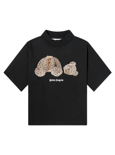 Тениска Palm Angels Cropped Leopard Bear Tee Черно | PWAA020S22JER0021060