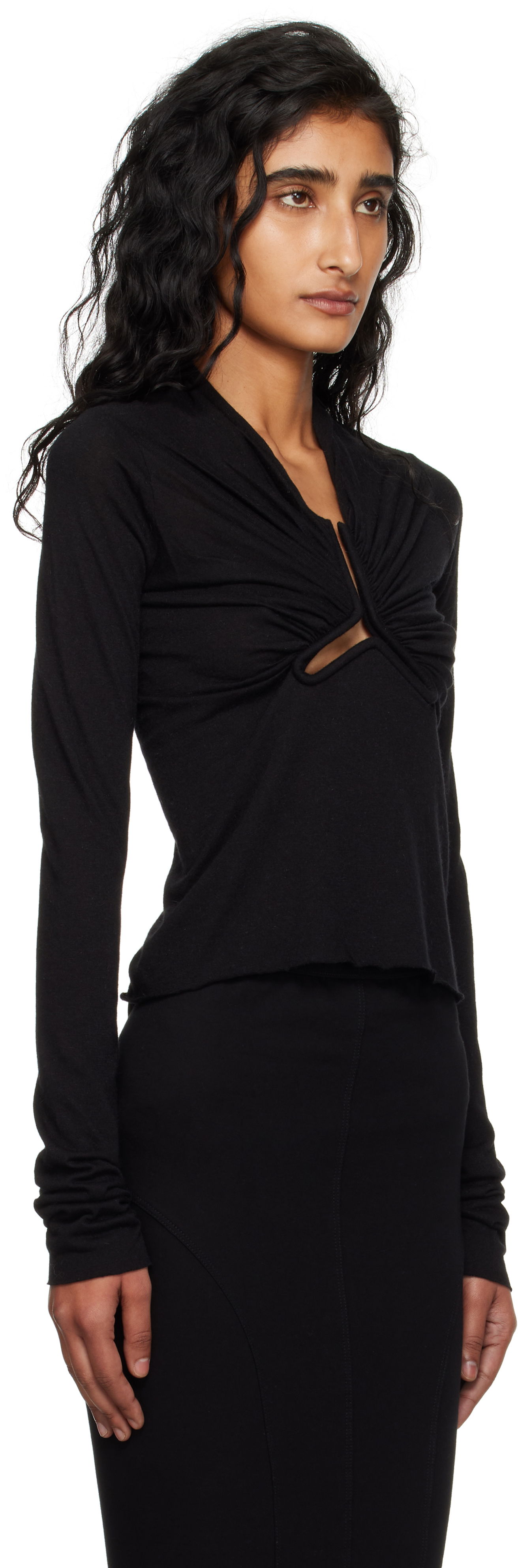 Тениска Rick Owens Rick Owens Allanah Long Sleeve T-Shirt Черно | RP02E4266 JR, 1