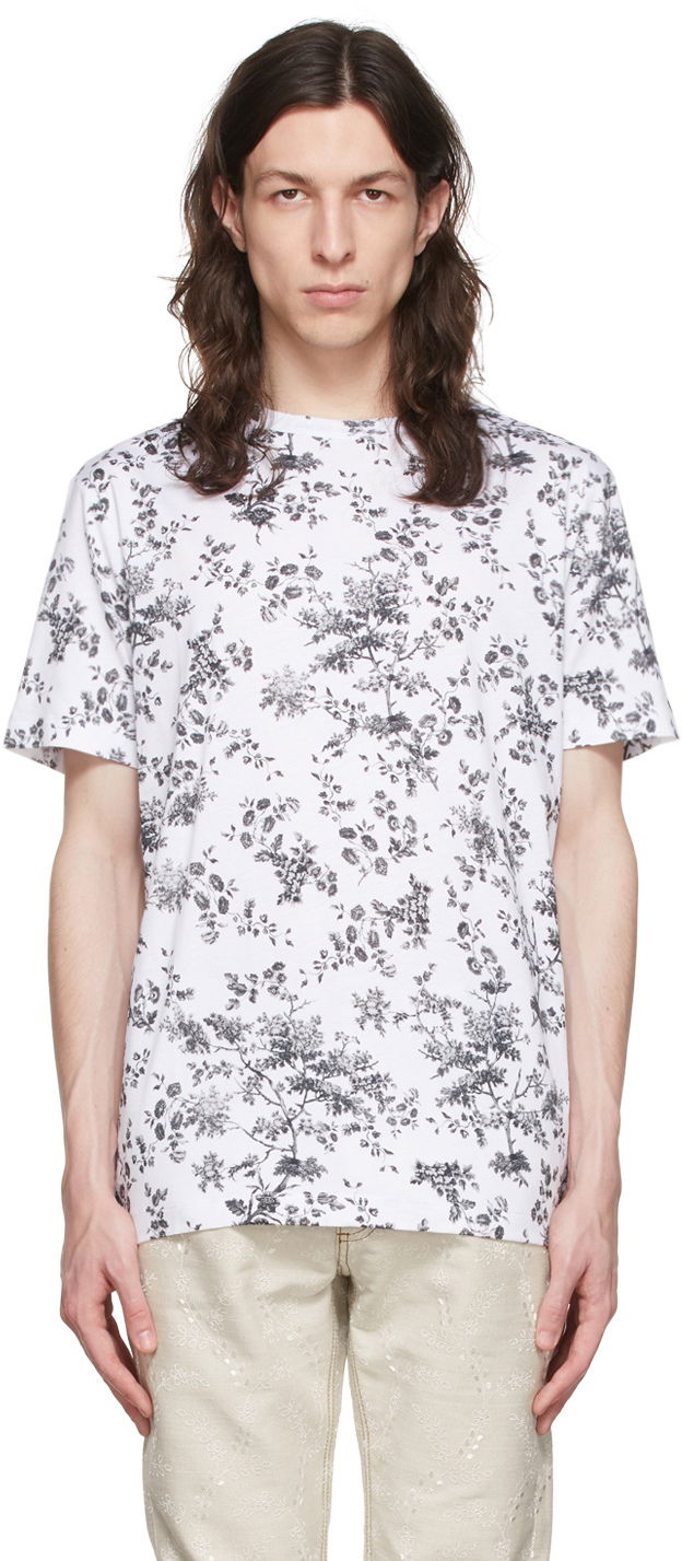 Тениска Erdem Erdem Floral-Print Cotton T-Shirt Бяло | MS22_502MELTS