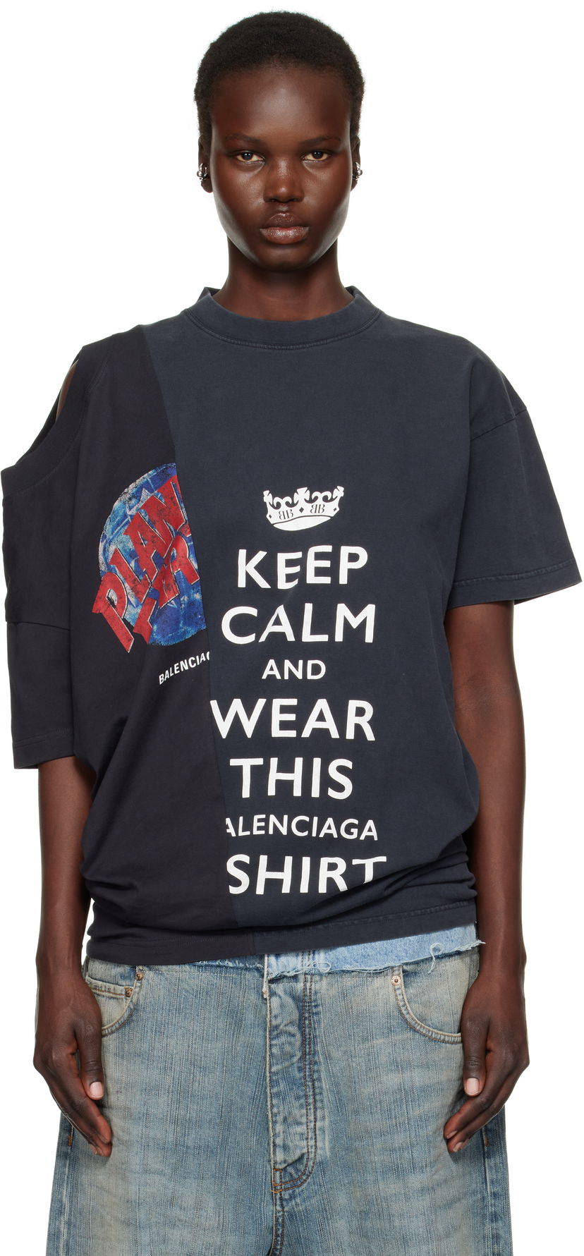 Тениска Balenciaga Keep Calm Graphic Print T-Shirt Черно | 808414 TRVH8