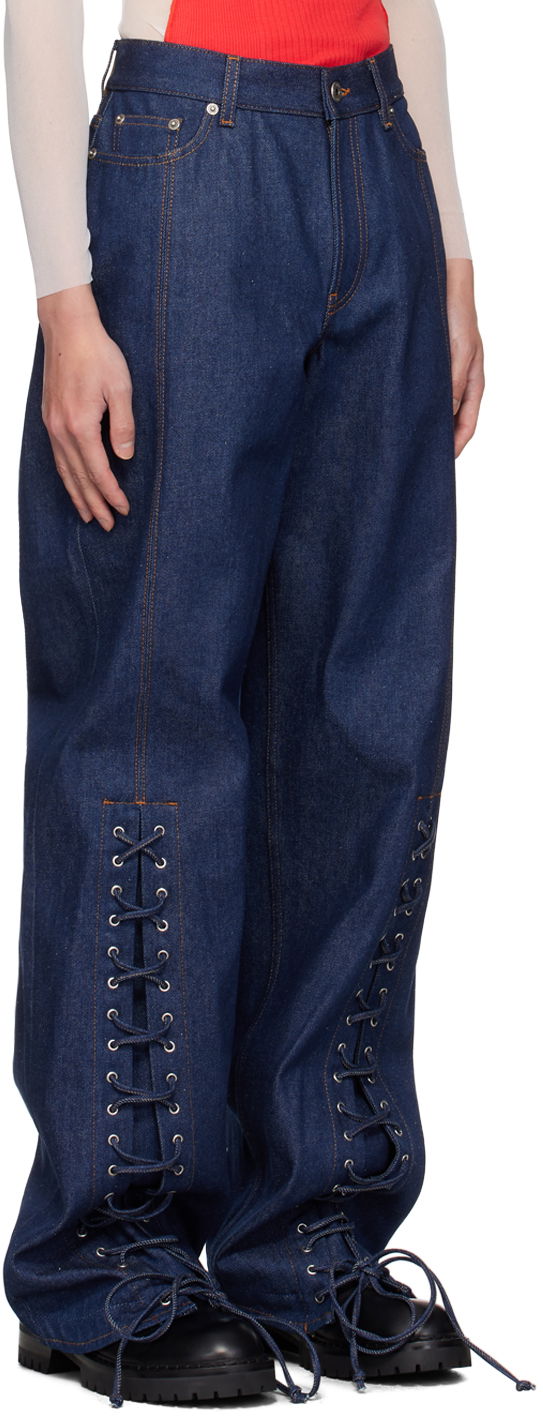 Дънки Jean Paul Gaultier Jean Paul Gaultier Lacing Detail Jeans Синьо | 24/30-F-PA151P-D015-55, 1