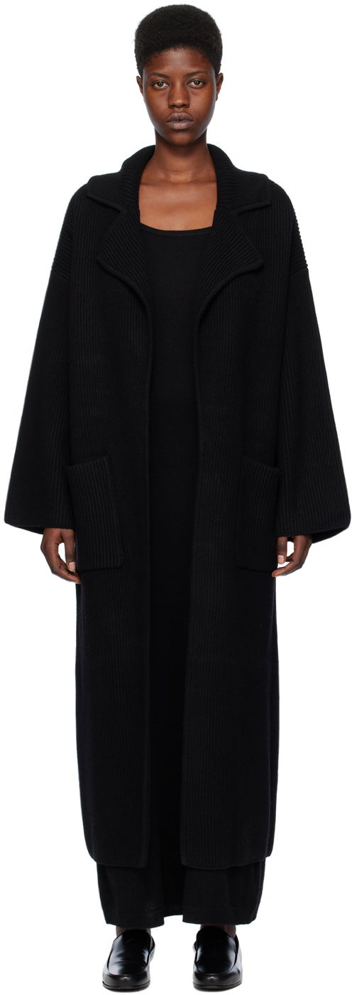 Палта TOTEME Ribbed Longline Coat Черно | 241-WRT1018-YA0024