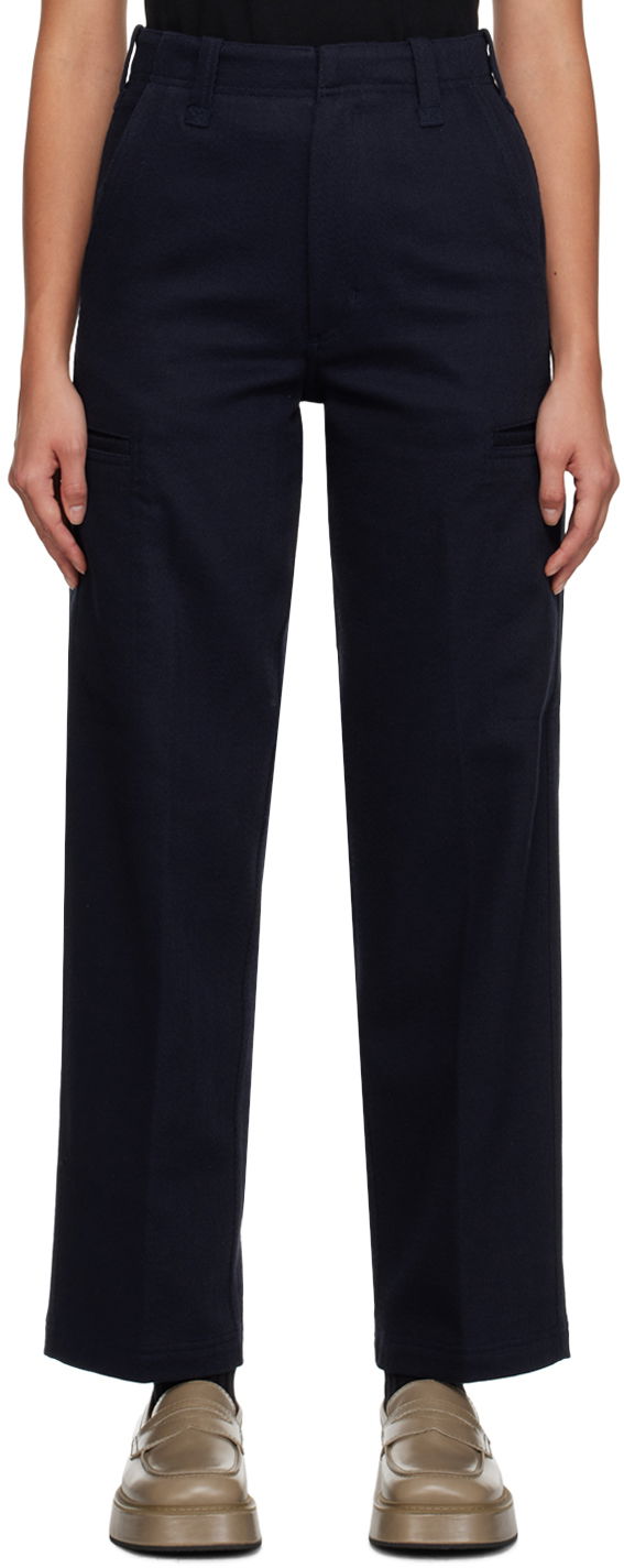 Панталони AMI Wide Leg Trousers Тъмно синьо | FTR300.CO0011, 0
