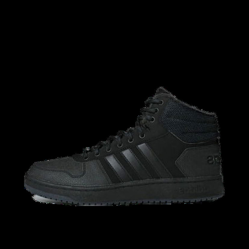 Кецове и обувки adidas Performance adidas Hoops 2.0 Mid Triple Black Tumbled Stripes Черно | B44621