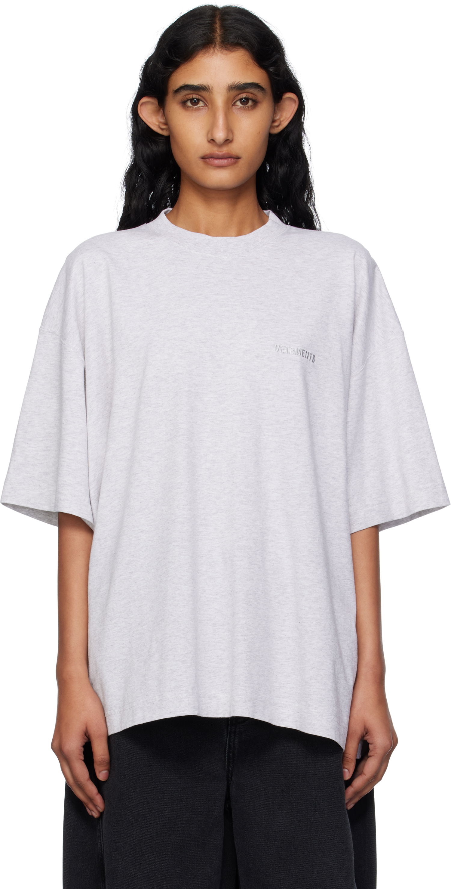 Тениска VETEMENTS Vetements Logo Regular Fit T-Shirt Сиво | UH76TR100G, 0