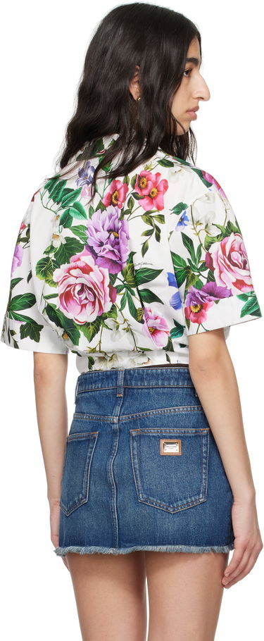 Риза Dolce & Gabbana Dolce&Gabbana Floral Print Tie-Front Shirt Бяло | F5T30T HS5S6, 2