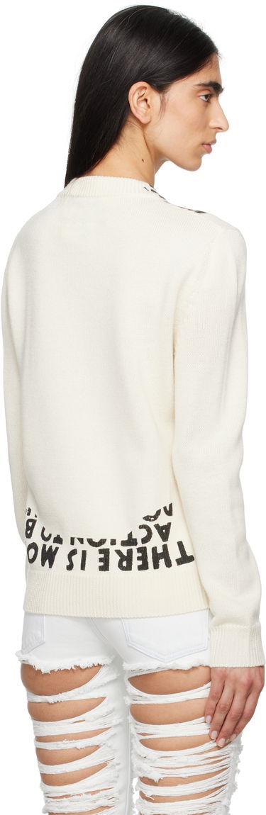 Пуловер Maison Margiela MM6 Maison Margiela SIDA Print V-Neck Sweater Бяло | S62HN0005 M13122, 2