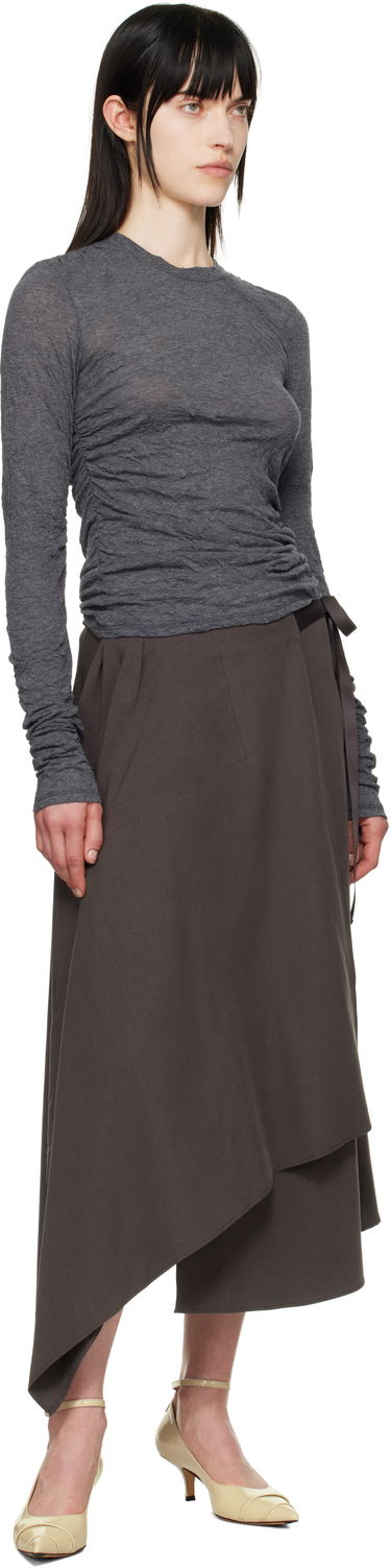 Пола OUR LEGACY Our Legacy Spinnaker Midi Wrap Skirt Кафяво | W2254SCP, 3