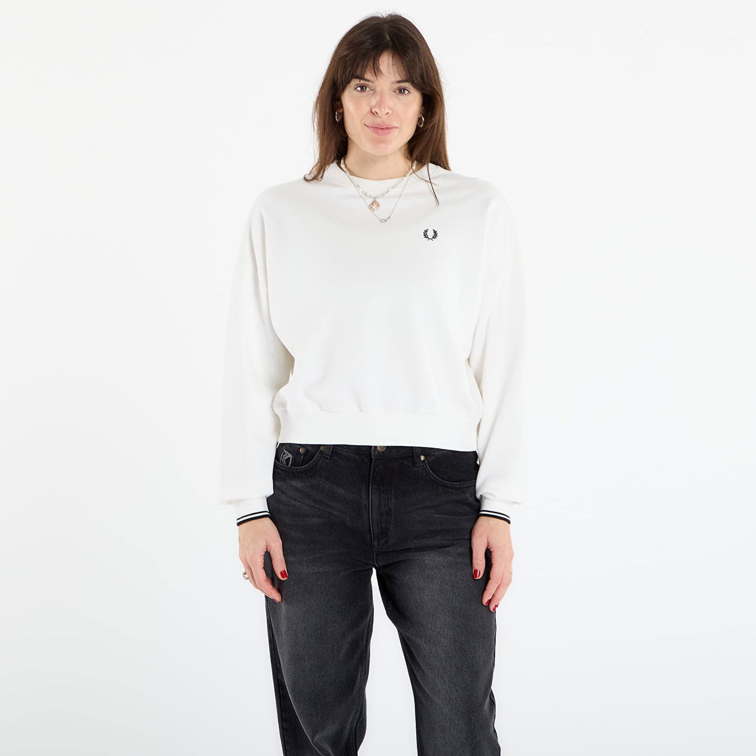 Суитчър Fred Perry Tipped Sweatshirt Бяло | G1148 129, 0