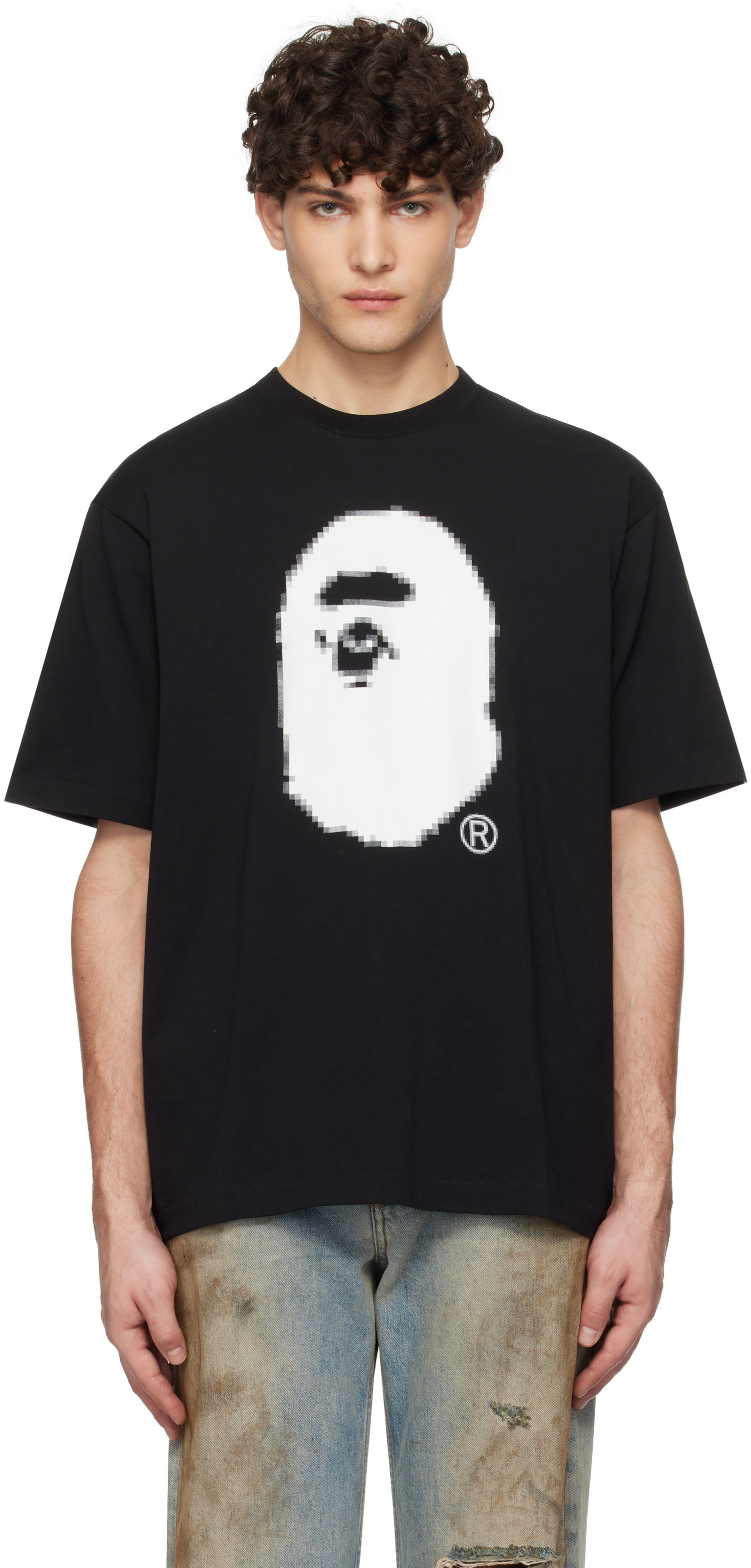 Тениска BAPE Pixel Ape Head Graphic Tee Черно | 001TEK801348M, 0