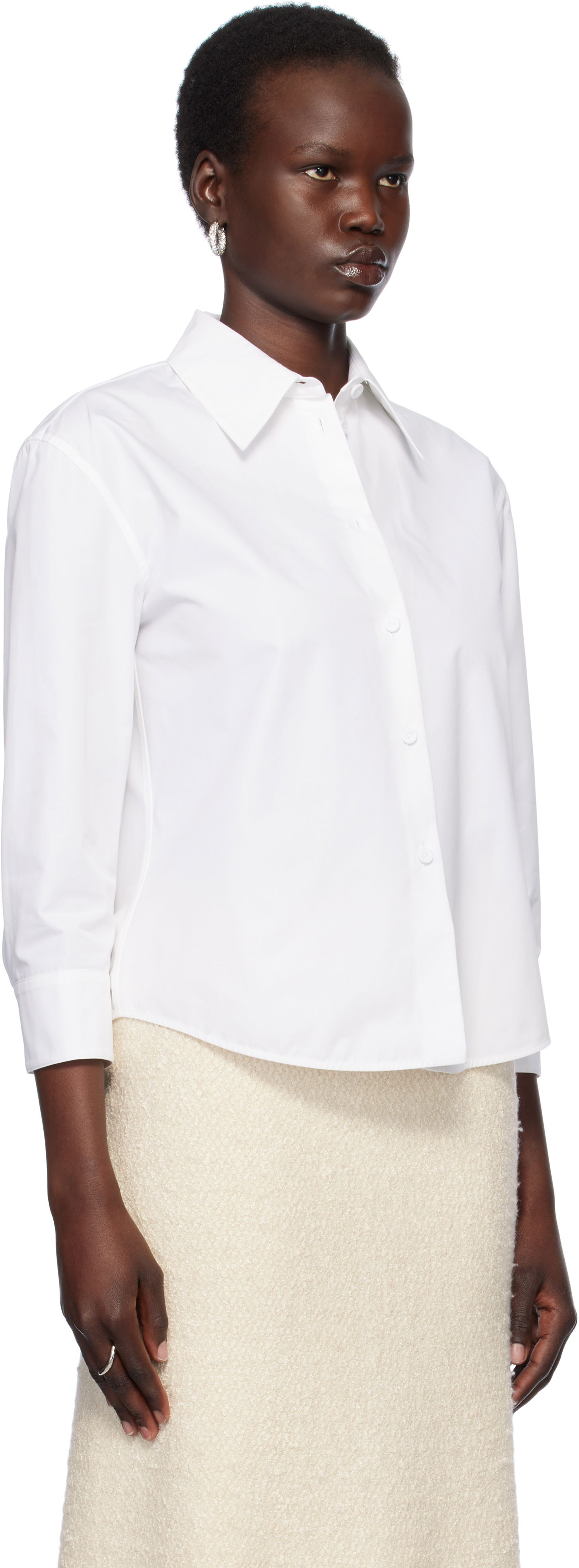 Риза Jil Sander Cropped Button-Up Shirt Бяло | J02DL0205_J45002, 1