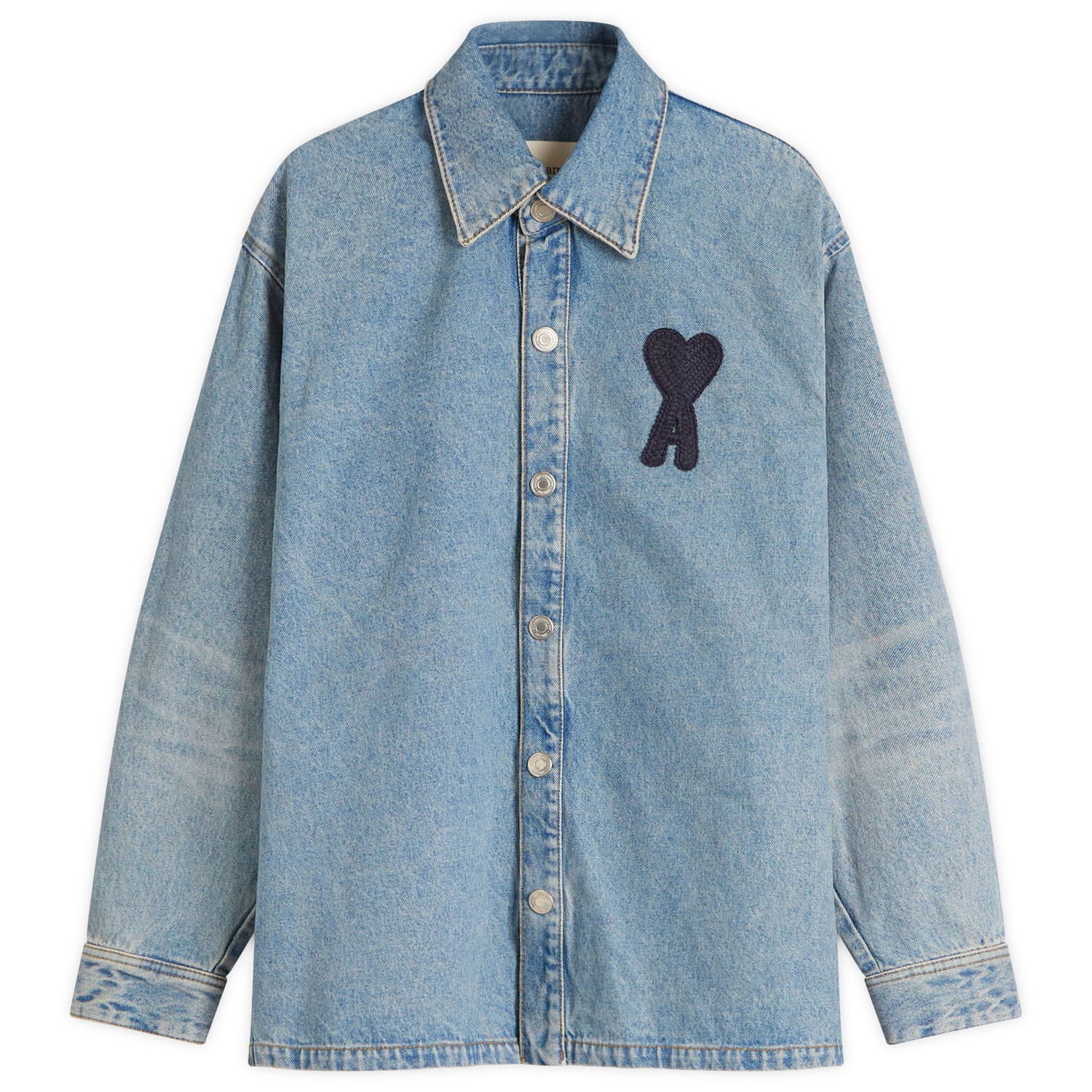 Риза AMI AMI Paris ADC Denim Overshirt Size Large Синьо | HJK275-DE0046-480, 1