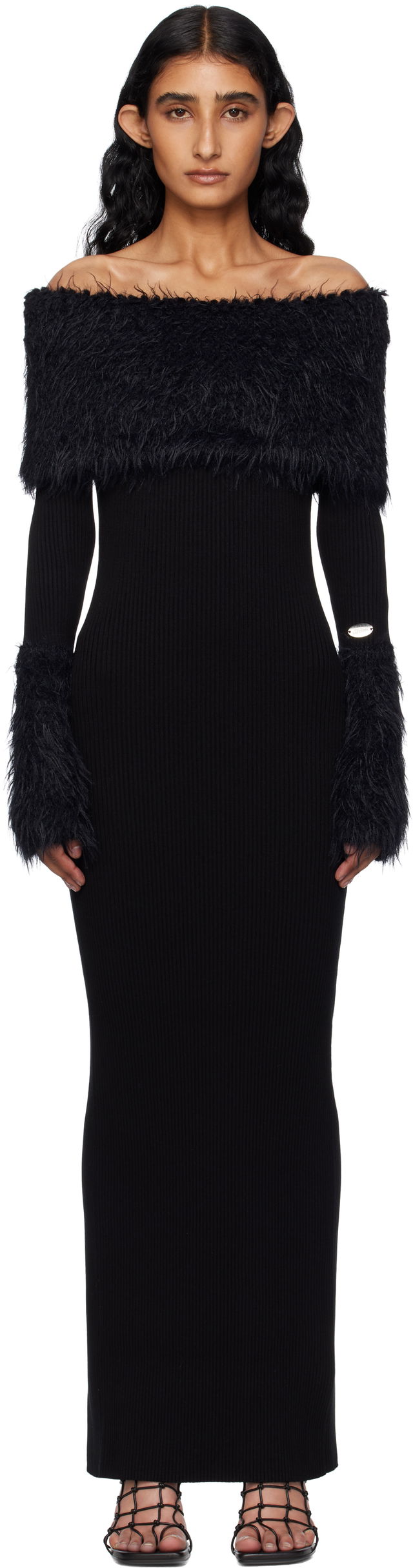 Jean Paul Gaultier Ribbed Off-The-Shoulder Maxi Dress
