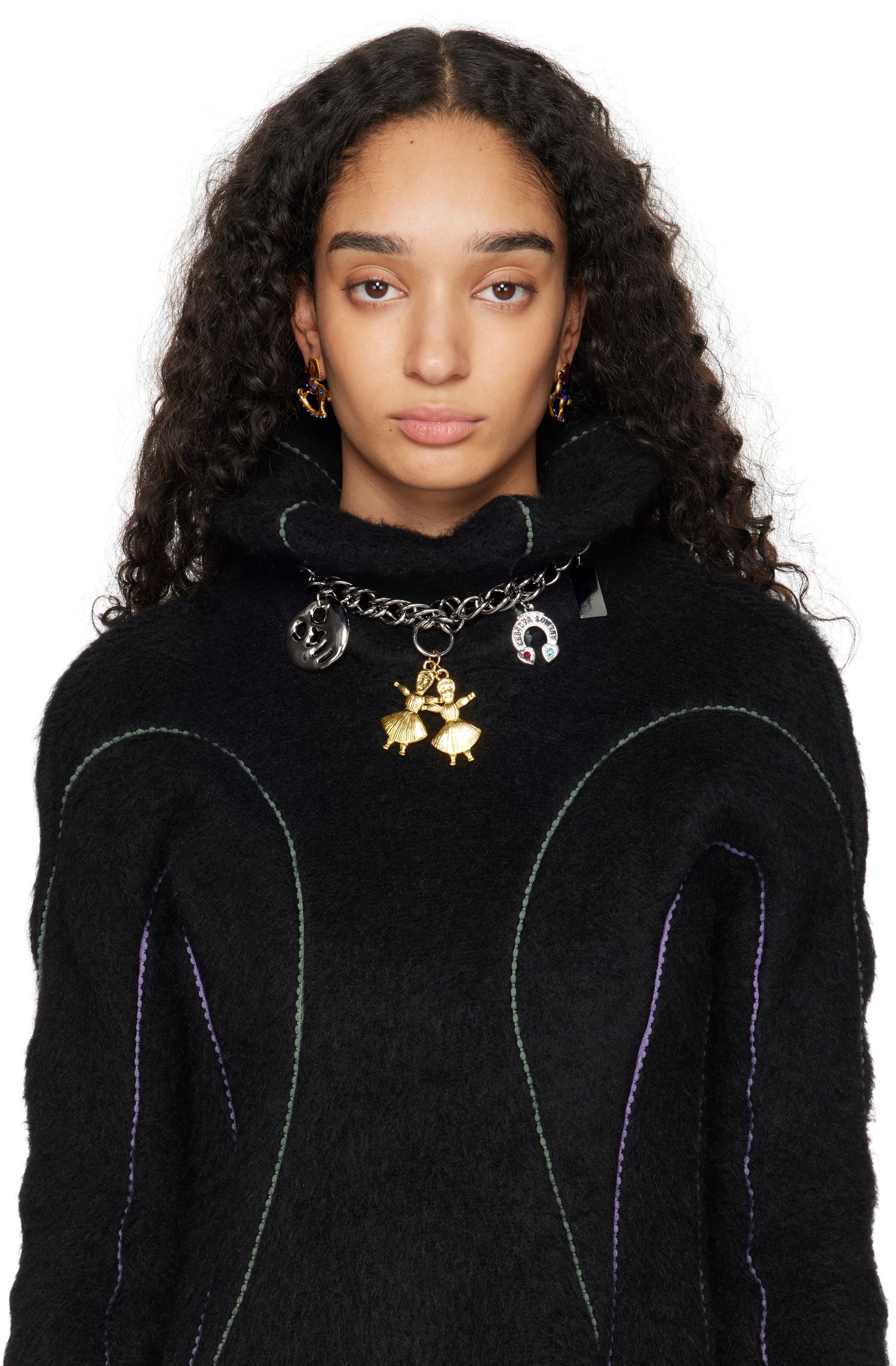 Колие Chopova Lowena Twin Charm Chain Necklace Металик | 6517, 1
