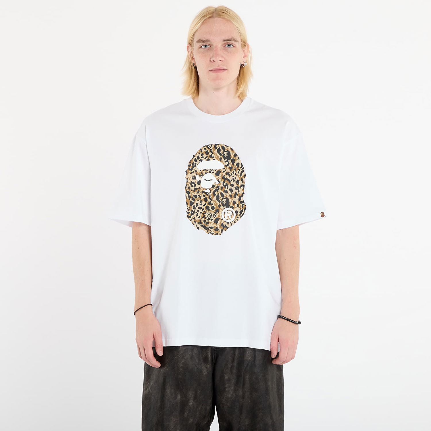 Тениска BAPE Wild Leopard Pattern Ape Head Relaxed Fit T-Shirt S Бяло | 001TEL801306MWHT, 0